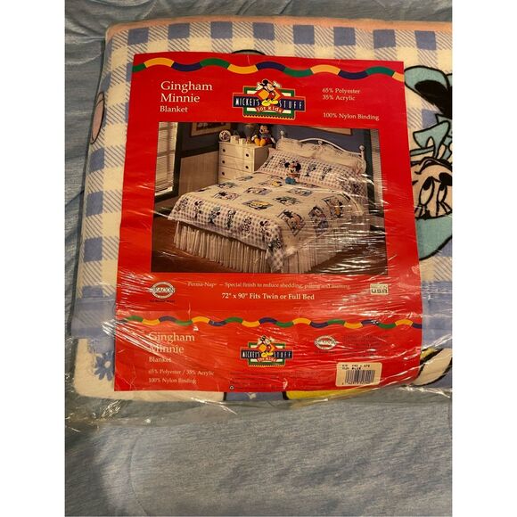 Vintage Beacon Blanket Gingham Minnie Mouse Blanket New 72”x90” - Picture 1 of 10
